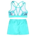 thumbnail image 4 of Sholeno Kids Girls Swimwear 2 Piece Athletic Tankini Swimsuit Floral Print Crop Top With Booty Shorts Leaf&Light Green 12, 4 of 7