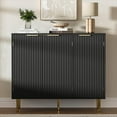 thumbnail image 2 of Fluted Buffet Sideboard with 3 Doors, Modern Accent Cabinet with Adjustable Shelves, Kitchen Storage with Golden Handles, Coffee Bar for Kitchen, Dining Room, Black, 2 of 9