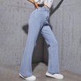 thumbnail image 5 of Gibobby Jeans dama talla extra Los pantalones de las mujeres son cómodos y pierna recta pantalones casuales de cintura alta pantalones vaqueros de pierna ancha de moda(Azul,CH), 5 of 5
