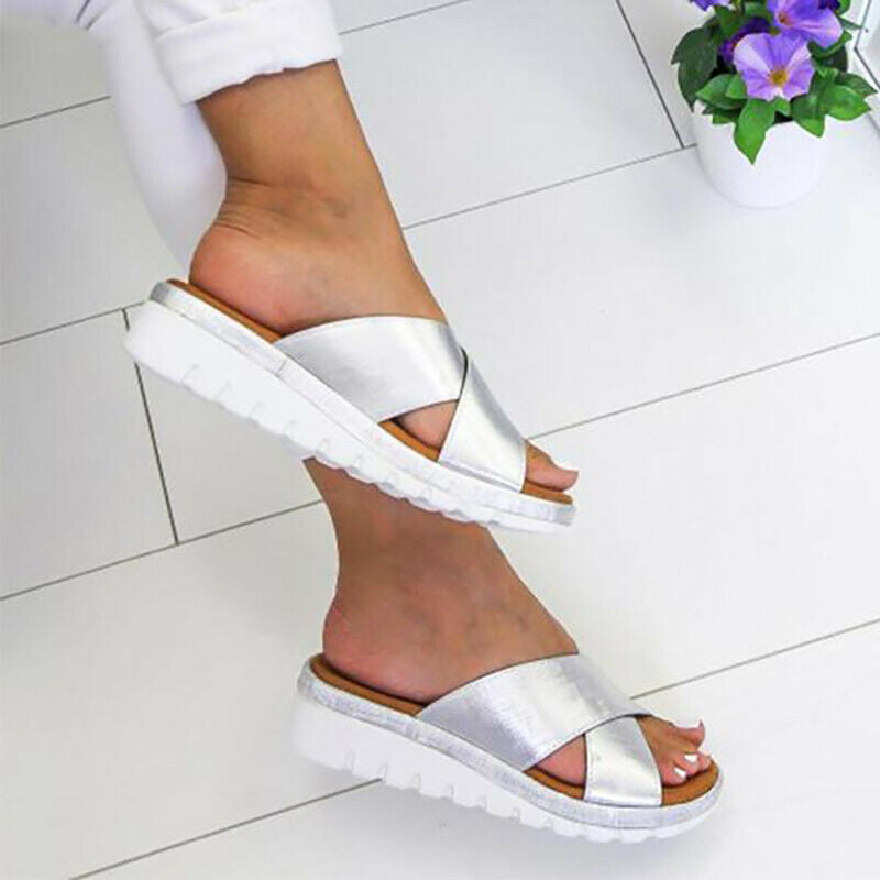 Fudule Sandals Women 2020 New Comfy Wedges Open Toe Platform Sandal Shoes Summer Beach Roman Shoes Flip Flops Slipper 