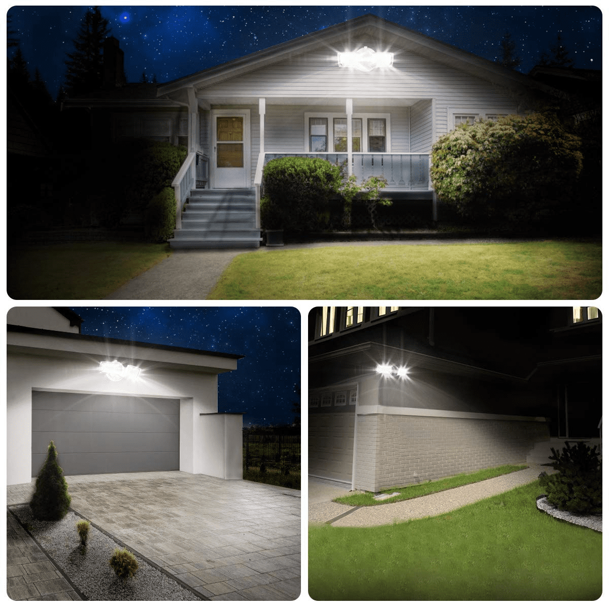 LEPOWER 3000 Lumen LED Flood Light Outdoor, 28W, Switch Controlled, 2 Heads, 5500K, IP65 Waterproof for Garage, Yard, Patio, White