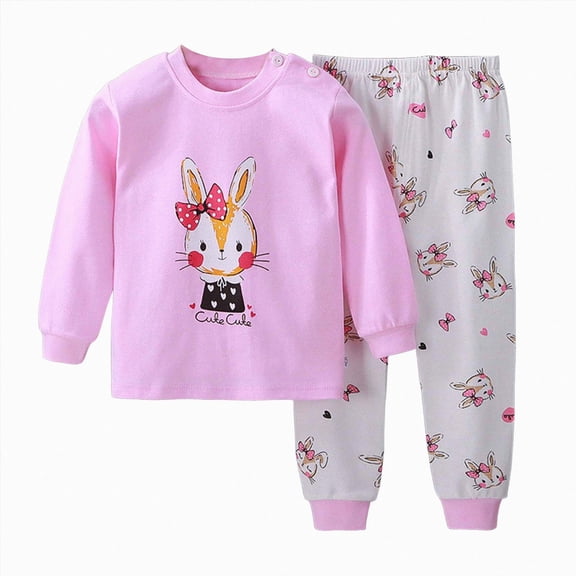 CAUYDY Newborn Girls Sleepwear Baby Clothes Fall Winter Long Sleeved Tee Shirt Elastic Pants Cute Set Preemie Pajamas Infant Outfits for Girl 0-3M 6-9M 1T Sizes 6-12 Months,Hot Pink
