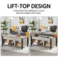 thumbnail image 4 of Alden Design 47.5" Lift Top Coffee Table with 3 Storage Compartments for Living Room, Rustic Gray, 4 of 10