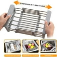 thumbnail image 2 of Expandable Dish Drainer, Over Sink Dish Drainer, Dish Drainer and Fruit Drainer - Rust-Proof Stainless Steel for Kitchen, Heavy Duty Sink Drainer (Grey), 2 of 5