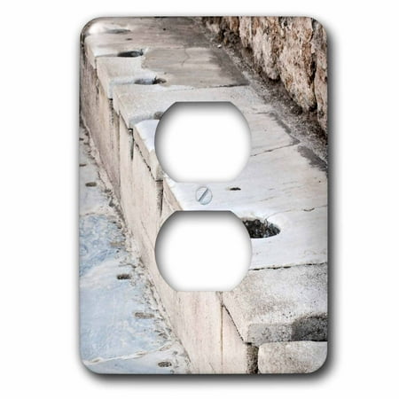 Design Public Outlet - 3dRose Scholastica Baths - latrines, toilets, ephesus, roman ruins, ruins, public toilets,bathroom - 2 Plug Outlet Cover (lsp_51711_6)