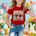 thumbnail image 4 of WOYY Girls Easter Cute Graphic Tee Short Sleeve Crew Neck T-Shirt Top for Kids, Sizes 1-13, 4 of 4
