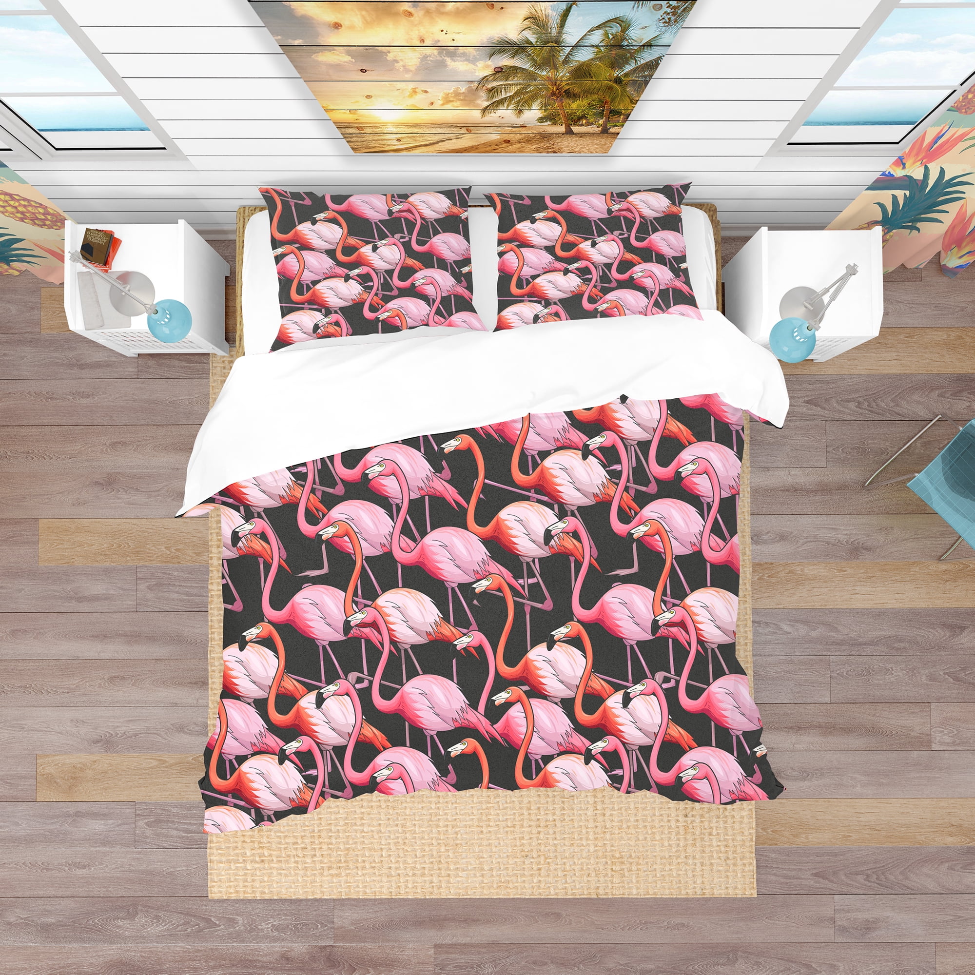 Designart 'Colorful Flamingo' Tropical Duvet Cover Set