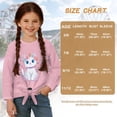 thumbnail image 6 of DISNIMO Girls Long Sleeve Tops Cat Print Cute Lace Up T-Shirts Casual Crew Neck Blouse Top Fashion Soft Blouse Shirt Size 5-12 Years, 6 of 8