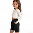 thumbnail image 4 of Grblisyd Shorts for Girls Summer Solid Color Elastic High Waist Cargo Drawstring Bermuda with Pockets Teen Kids Casual Knee, 4 of 6