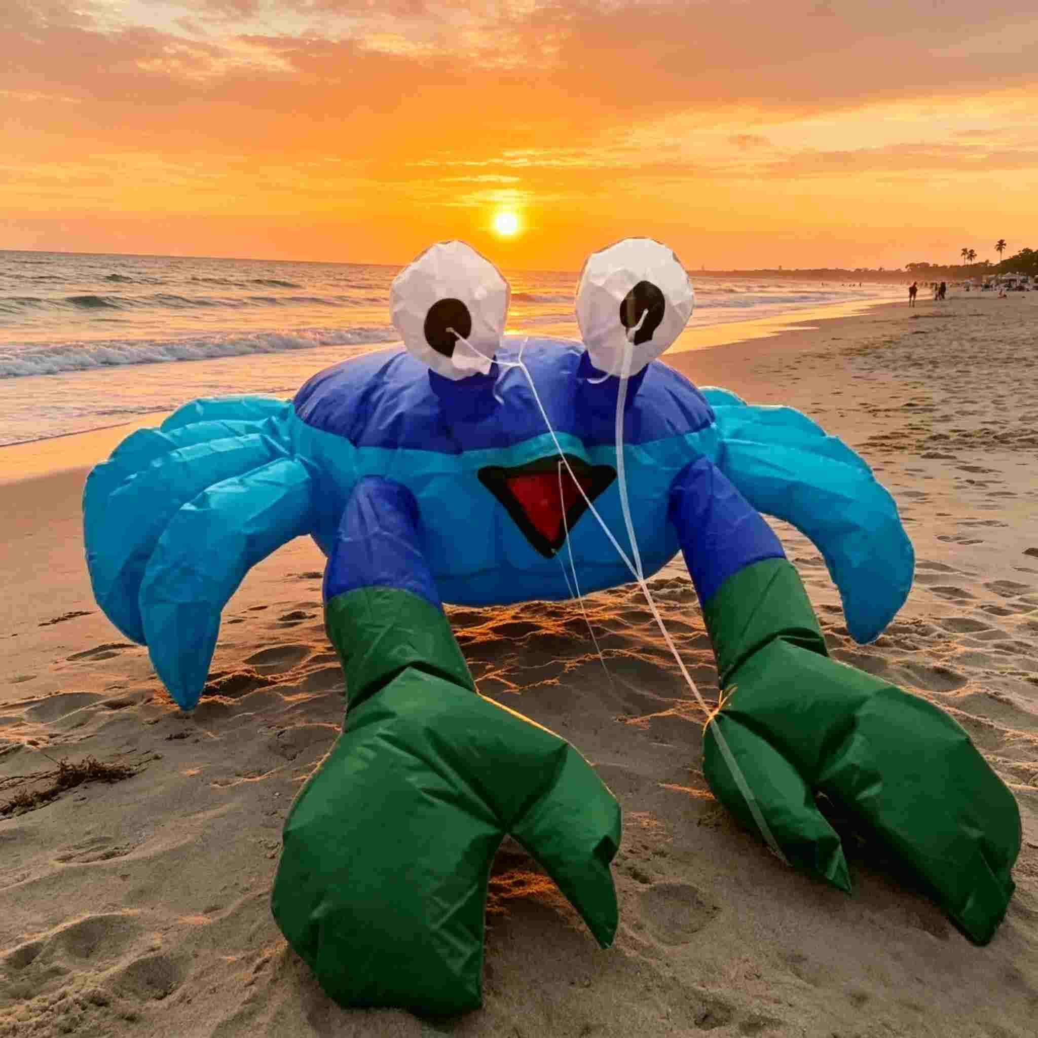 Crab Inflatable Kite For Outdoor,Multicolor Ground Crab Kite Jumping with The Wind,3D Ground Crab Ornament For Beach,Patio,Lawn,Summer Decoration For Seaside Ornament