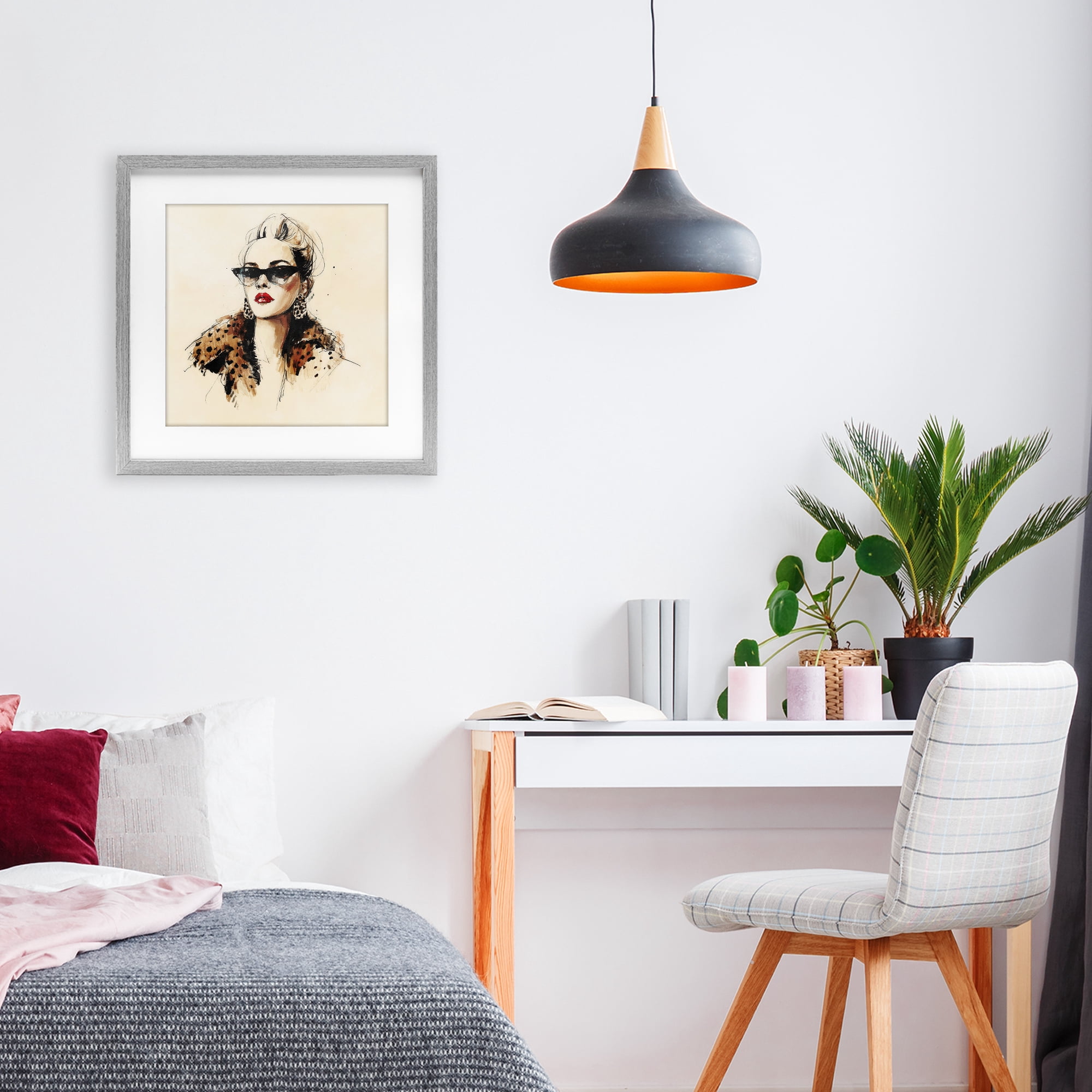 Stupell Industries Glam Leopard Sonata Portrait Gray Framed Print Under Glass, design by Svetlana Aleynikova