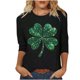 thumbnail image 3 of TaTaai Women's Fashion St. Patrick's Day Unstructured Print Loose Casual Round Neck 3/4 Sleeve T-Shirt Pullover Gift, 3 of 5