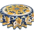 thumbnail image 1 of Boho Yellow Blue Floral Round Tablecloth 60 Inch Washable Reusable Decoration Table Cover for Kitchen Party, 1 of 1