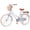 Green, variant on 24 inch City Bike Dual Brake Single Speed Cruiser Bike Height Adjustable with Basket Soft Rear Pad for 10+ Blue