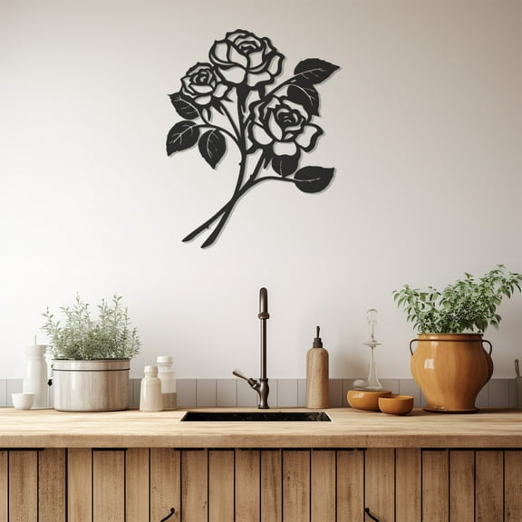 LaModaHome Exclusive Roses Line Art Metal Wall Art – Durable & Artistic Metal Wall Art for Home and Office Decor, Perfect for Any Interior Design Aesthetic