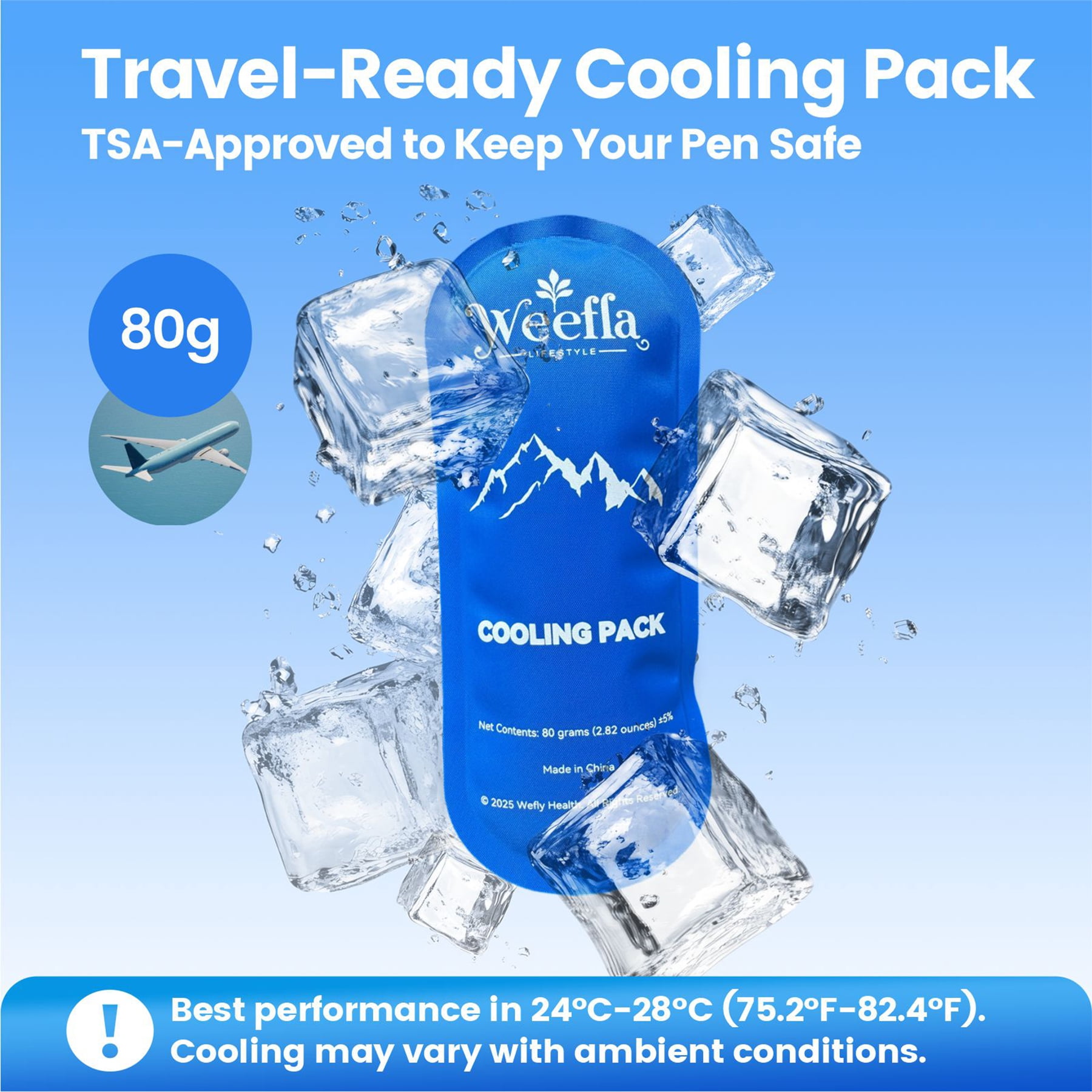 weefla Custom-Fit Insulated Cooler Travel Case for 1 Zepbound or Mounjaro Injector Pen, TSA Approved Cold Pack, Hard Shell & Easy to Clean, Compact Syringe Box Holder for Trip (Blue, Single)