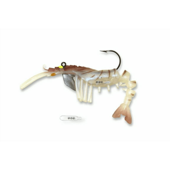 Vudu 3 1/2" Rattling Shrimp Soft Plastic Fishing Lure, Natural, 2 Count, E-VS35R-14-04