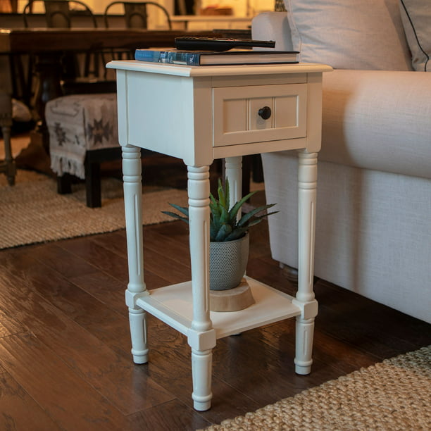 Decor Therapy Simplify One Drawer, Narrow Side Table With Shelves