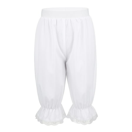 Moggemol Kids Girls Classic Victorian Pantaloons Pettipants Loose Lace Trim Bloomers Retro Pioneer White 12