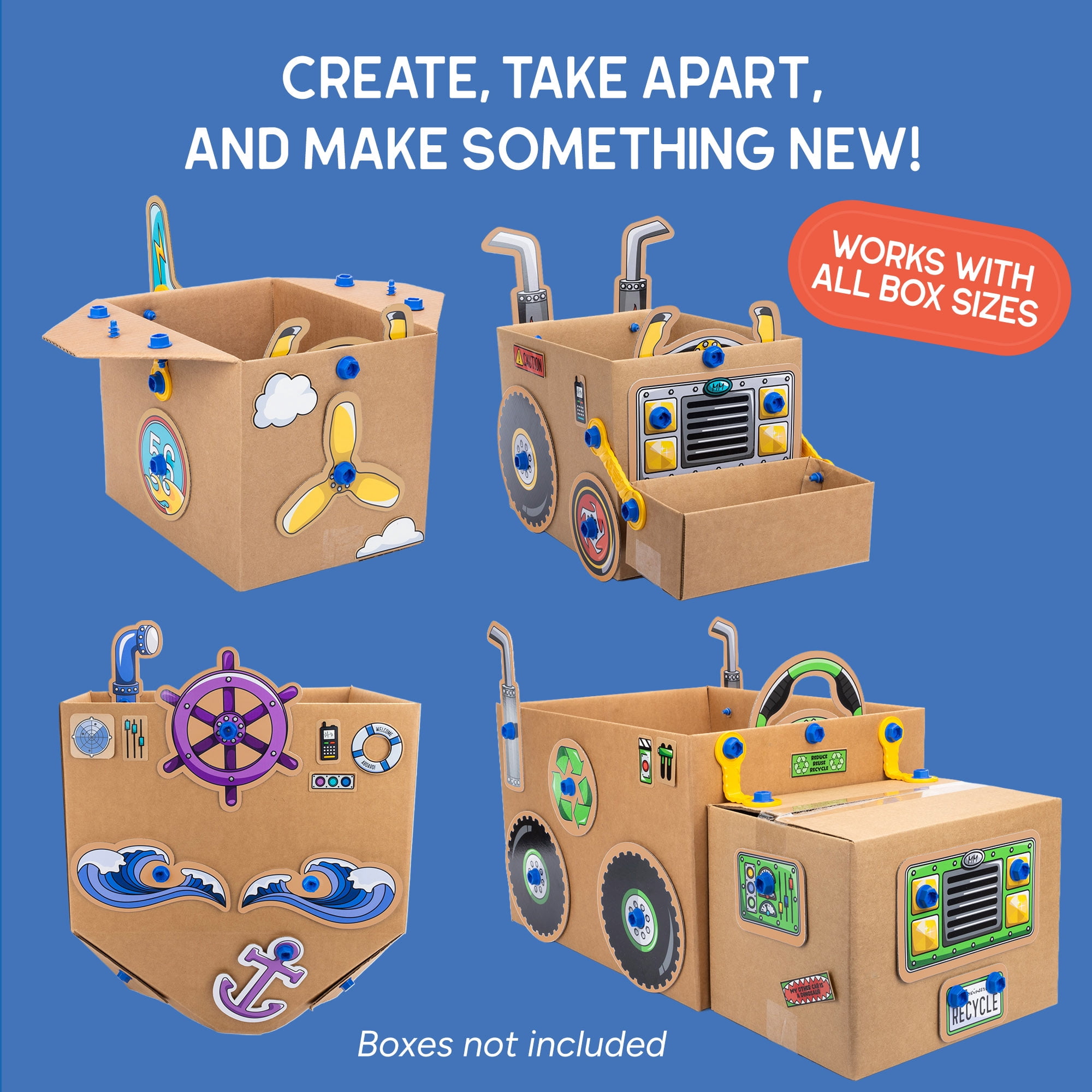Educational Insights Boxineers Cardboard Vehicles, Craft Set for Kids Ages 5 and up