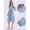 thumbnail image 2 of DARING DIVA Denim Shirt Button Down Short Sleeves  Dress Small Blue, 2 of 5