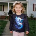 thumbnail image 4 of Yuyamidu Girls Blue Axolotl Sweatshirt 4T-5T Ruffle Shoulder Crewneck Sweatshirts Long Sleeve Pullover Tops Casual Cute Fall Clothes Lightweight Soft Outdoor School Outfits, 4 of 7