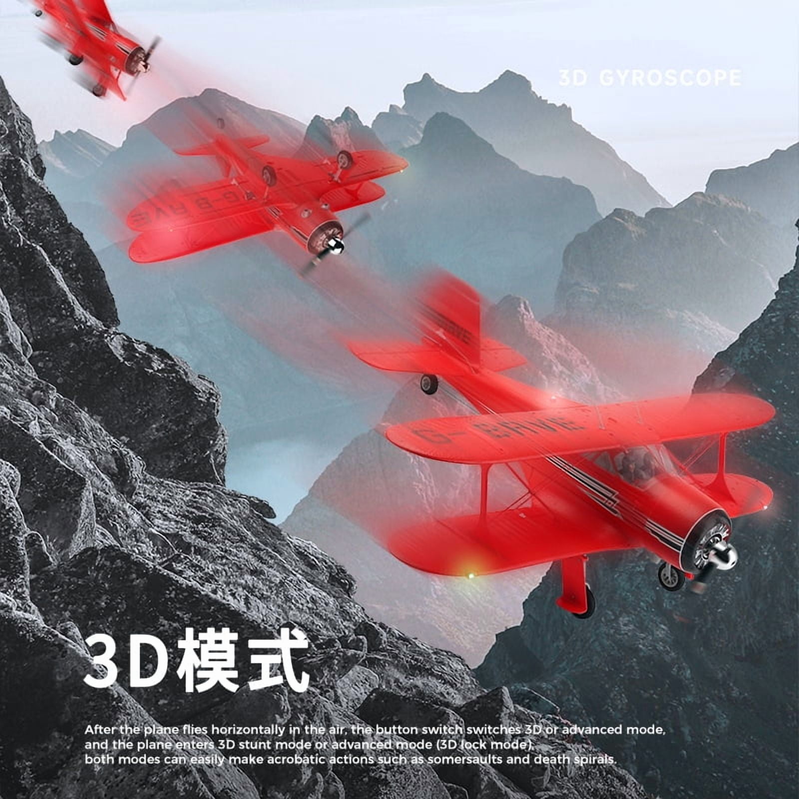 WLtoys A300 Beech D17S RC Plane, 3D/6G Mode, Strong Motor, Durable EPP - for Day & Night Flight Fun