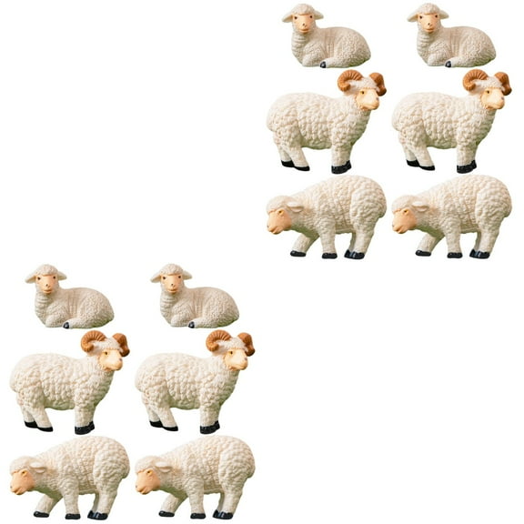 WORGEOUS 12 pcs  Mini Sheep Figurines Resin Sheep Statues Miniature Animal Figurine Decors Mini Sheep Ornaments
