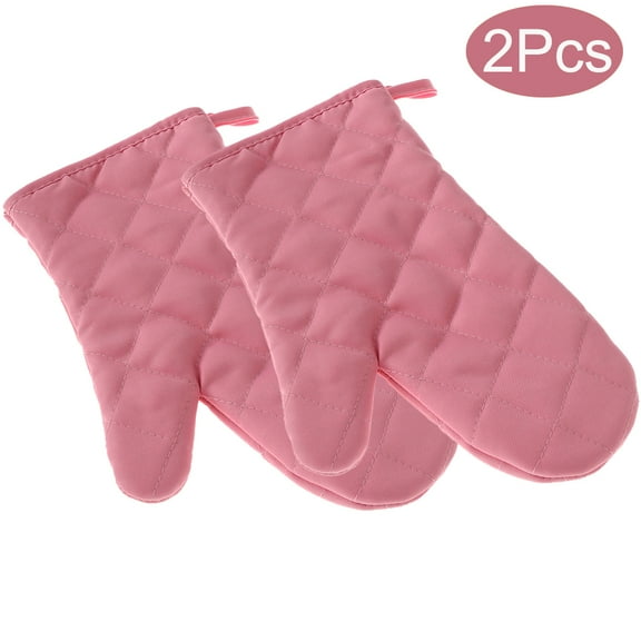 2Pcs/Set Pink High-temperature Thick Hot Insulation Microwave Oven Gloves Cooking Cotton Oven Mitts Kitchen Home Supplies