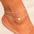 thumbnail image 1 of Tobilleras en capas Mujer Corazón Plata Tobillo Pulsera Encanto Con cuentas Delicada joyería de pie para mujeres y niñas adolescentes Verano Descalzo Tobillera de playa XianweiShao 8390611992866, 1 of 4