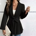 thumbnail image 3 of jobturf Blazers for Women Business Casual Shawl Collar Belted Lightweight Jackets Fall Spring Fashion Long Sleeve Going Out Tops Work Office Coats, 3 of 3