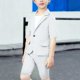 thumbnail image 4 of Odeerbi Niños Vestido Formal Traje Manga Corta Muesca Solapa Blazer Chaqueta + Elástico de La Cintura Traje Pantalones Cortos Trajes de Verano Conjunto, 4 of 6