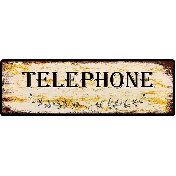 Vintage Telephone Metal Wall Sign Retro Tin Aluminum Plaque for Bedroom Kitchen Garden Pub Club Coffee Decor 4x16 Inch