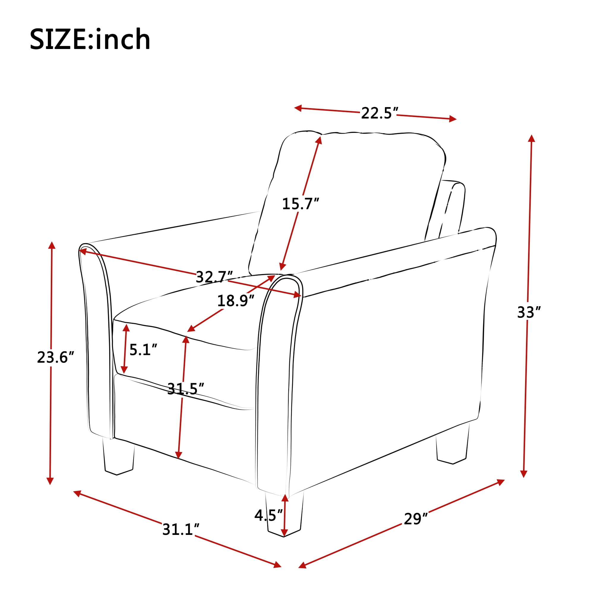 Kepooman Curved Arm Single Sofa Chair & Loveseat Sofa for Living Room, Gray Kepooman Curved Arm Single Sofa Chair & Loveseat Sofa for Living Room, Gray