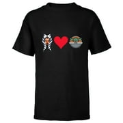 Star Wars The Mandalorian Ahsoka Tano Loves Grogu - Short Sleeve T-Shirt for Kids - Customized-Black
