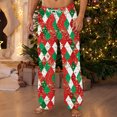 thumbnail image 3 of Havenre Christmas Men's Plaid Pajama Pants Casual Drawstring Elastic Waist Xmas Pattern Printed Flannel Pajama Sleep & Lounge PJ Bottoms Warm Sleepwear with Pockets Red#08 L, 3 of 5