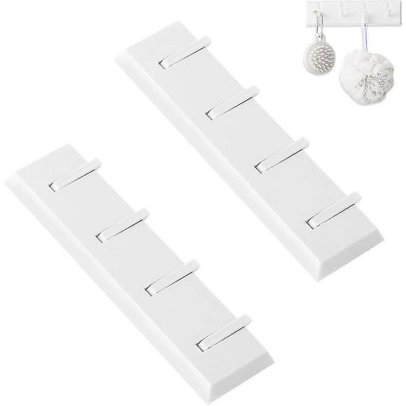 Perchero de pared plegable de 2 piezas con 4 ganchos retráctiles (blanco)