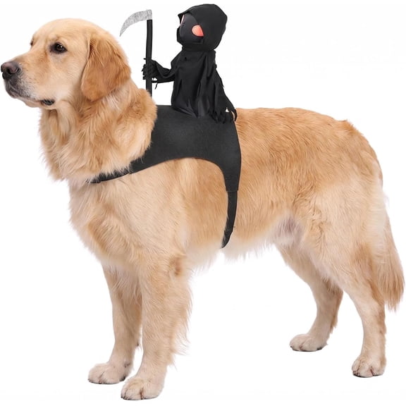 Grim Reaper Dog Costume 3D Halloween Costumes for Dogs Adjustable Magic Tape Small Medium Large Cats Dogs Black