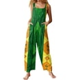 thumbnail image 2 of Mardi Gras Overalls for Women Funny Mask Feather Printed Bagggy Straight Leg Rompers Wide Leg Sleeveless Pants Rompers Parada Mardi Jumpsuits, 2 of 6