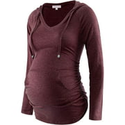 Maternity Hoodie Long Sleeves Shirt Casual Vneck Top Breastfeeding Sweatshirt