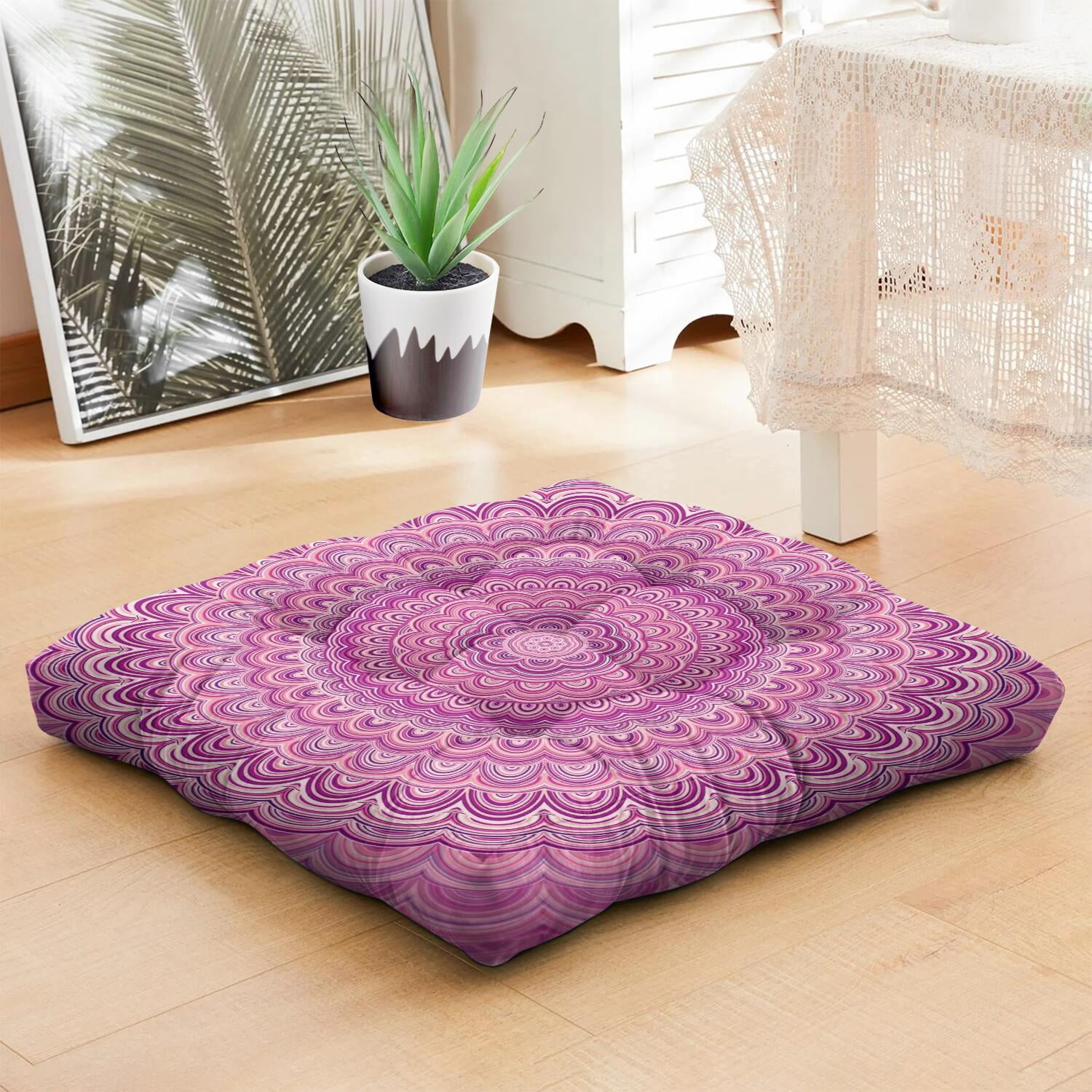 Hibiscus Flower Floor Pillow – 22x22 Inch Large Cushion