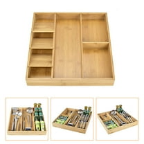 YOSADIER 1Pc Rectangular Bamboo Storage Box For Home Organization 15.7X14.9X2.2In