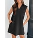 thumbnail image 2 of Vestido MEROKEETY 2025, verano, manga corta, cuello en V, holgado, negro, 2 of 8