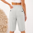 thumbnail image 4 of Linen Capris for Women Summer Casual High Waisted Crop Pants with Pockets Wed Leg Lounge Trousers Boho Beach Clothes White M, 4 of 5
