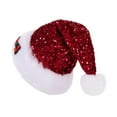 thumbnail image 3 of yuksok Christmas Hat Costume Accessories Soft Headwear Funny Sequin Santa Claus Hat Red, 3 of 9