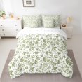 thumbnail image 2 of Homewish Flower Floral Women Bedding Comforter Set 7pcs, White Green Leaf Plant Queen Bedding Sets, Simple French Style Reversible Queen Sheet Sets, Ultra Soft Bedroom Decor, 2 of 7