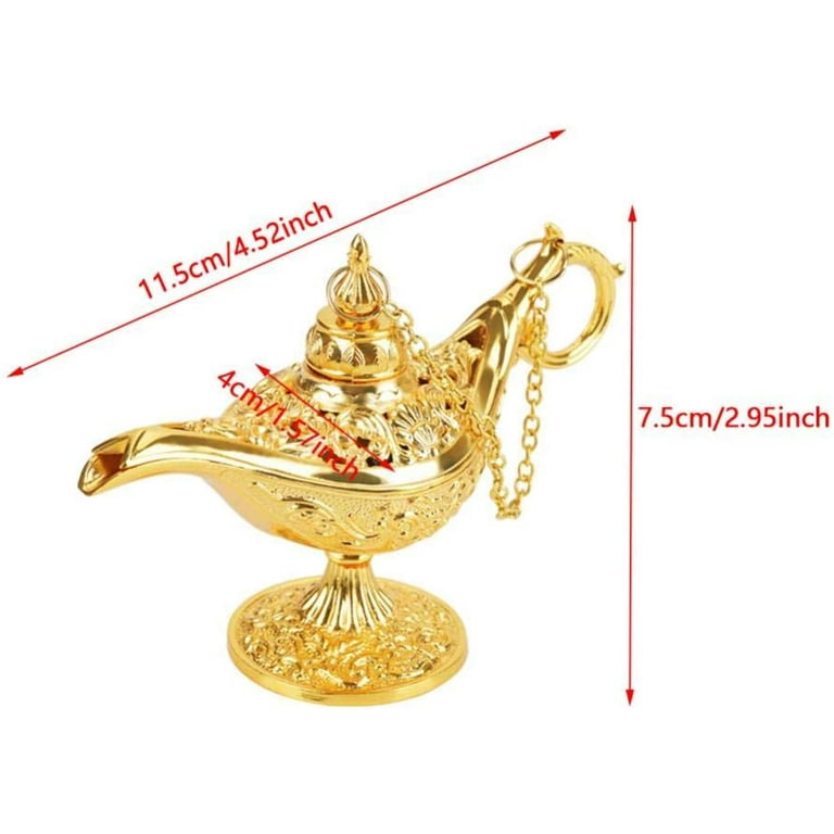 Vintage Aladdin Magic Lamp Genie Collector's Edition/Wedding Table  Decoration,Collectable Rare Classic Arabian Props Aladdin Pot & Delicate  Gift for Party/Birthday,Golden 