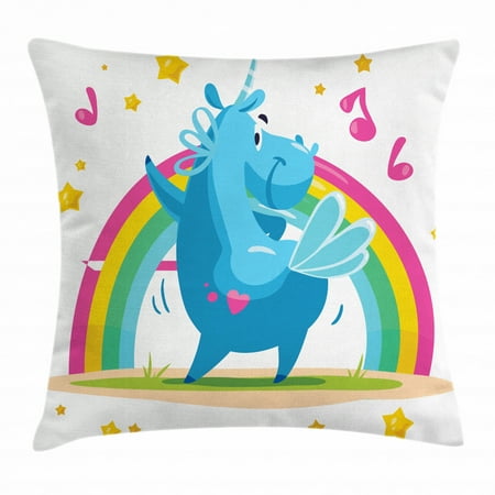 Throw Pillow Cushion Cover Unicorn Pillow Case Cartoon Cushion