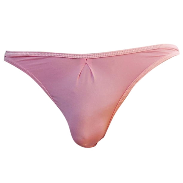 Braguitas tipo tanga finas de seda de hielo suave, ultrafinas, con realce, para playa, piscina o club. Rosado