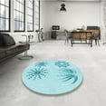 thumbnail image 4 of Ahgly Company Machine Washable Indoor Square Transitional Electric Blue Area Rugs, 3' Square, 4 of 7